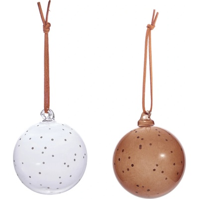 OYOY Natale Коледни топки 7 см, прозрачни и кафяви, 2 бр (L301356)