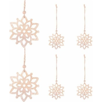 SPRINGOS Vianočné drevené ozdoby Kvety súprava 6ks