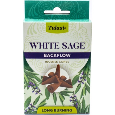 Tulasi White Sage backflow indické vonné františky 10 ks – Zboží Dáma
