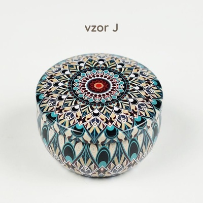 Plechová dóza, ornament II., na sviečku, 75 ml J