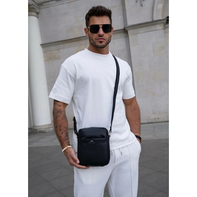 Peterson Klasická pánska taška cez rameno z prírodnej kože s puzdrom na kľúče čierna PTN 720E-OPU UNI PTN 720E-OPU