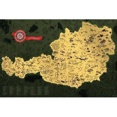 Stírací mapa Rakouska Deluxe - zlatá