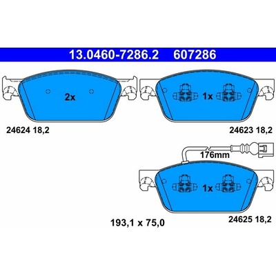 ATE 607286 Súprava brzdových doštičiek 13.0460-7286.2