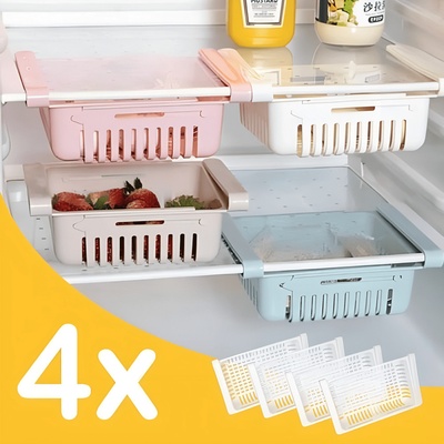 HOME & MARKER® Nastaviteľný výsuvný úložný box organizér do chladničky (4 ks) FRIGIBOX