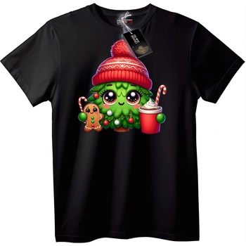 NOONEBRAND Тениска Сладка Коледна Елха - XL, Black