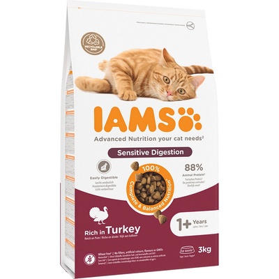 IAMS for Vitality Sensitive Digestion Adult & Senior s krůtou 3 kg