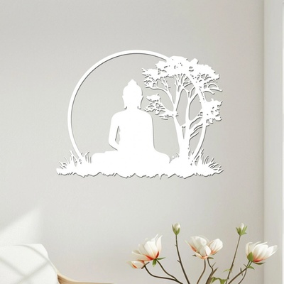 dřevo života Dřevěný obraz Ranní meditace Zvolte rozměr šxv (cm): 80x61, Zvolte barvu dekoru: Bílá