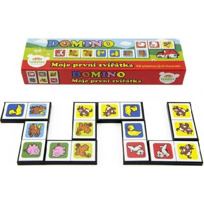 Teddies Domino Moje první zvířátka společenská hra v krabičce 21x6x3cm 28 dílků
