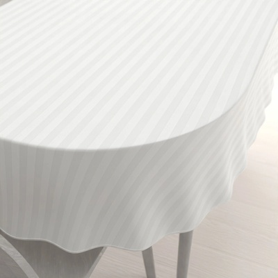 Biante damašek oválny obrus Atlas Grádl DM-006 Biely pásiky 2cm 100x160cm