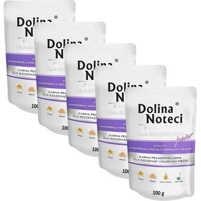 Dolina Noteci Premium Junior Small Breed Rabbit Liver & Deer Tongues 5 x 100 g
