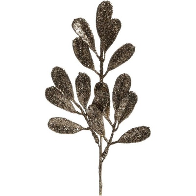 Champagne dekorácie vetvička listy Fleur s glitrami - 14*27 cm - Chic Antique