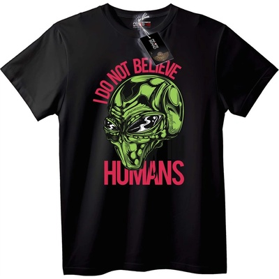 NOONEBRAND Тениска Извънземен Череп: Не Вярвам в Хора - 2XL, Black