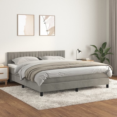 Petrashop 3141437 boxspring postel s matrací světle šedá samet