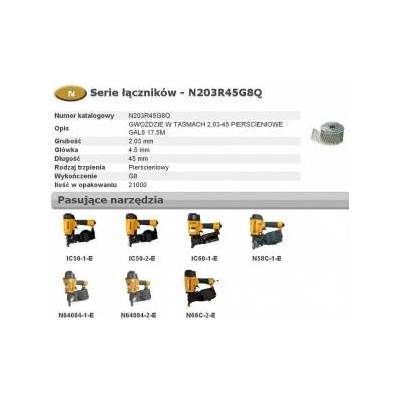 Bostitch NAILS IN TAPE N55 2, 03-45 GALVANIZED RING G8 21, 000pcs