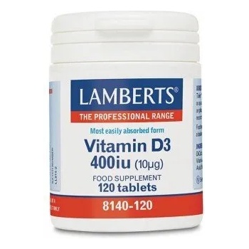 LAMBERTS Хранителна добавка Витамин Д3 10мг , Lamberts Vitamin D3 400 IU 10ug 120 tablets