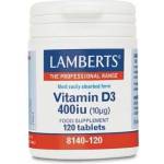 LAMBERTS Хранителна добавка Витамин Д3 10мг , Lamberts Vitamin D3 400 IU 10ug 120 tablets