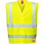 Portwest hi-vis bizflame work fr71 / Огнеупорна светлоотразителна жилетка, антистатична - hv жълта s/m (fr71yers/m)