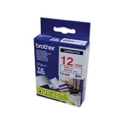Brother TZe-232 bílá / červená 1 ks 12 mm
