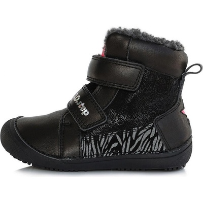 D.D.step dívčí zimní boty W063-356 barefoot černé