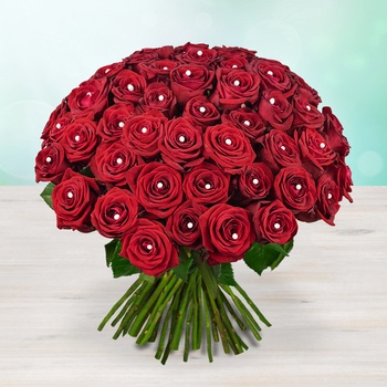 Rozvoz květin: Luxusní červené růže s perlou - 60cm (XL) - cena za 1ks - Kolín