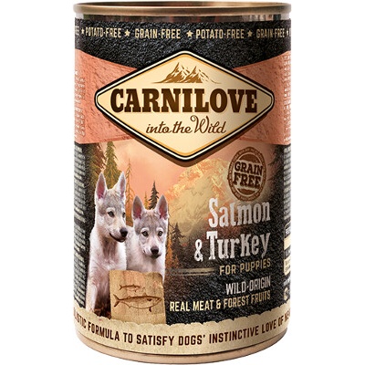 Carnilove Wild Meat losos & morka pre šteňatá 400 g