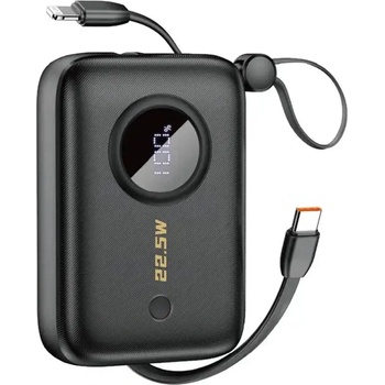 Dudao Преносима батерия Dudao K14, 10000mAh, с USB-C / Lightning кабели, черна (K14-Black)