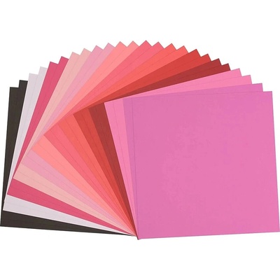 FLORENCE Jednobarevné Cardstock Paper Texture/ Valentine 12 ks