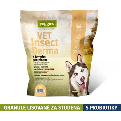Yoggies VET Insect Derma s hmyzím proteinem granule lisované za studena s probiotiky 2 kg