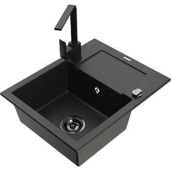 Mexen Enzo гранитна мивка с 1 камера с отцедник и кухненски смесител Рита, (6506-75-670300-70-B)