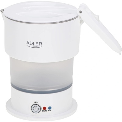 Adler Туристическа ел. кана Adler AD 1377, 600W, 0.6 л, Сгъваем силиконов корпус, Защита от прегряване, Светлинен индикатор, Бял (999AD1377W)