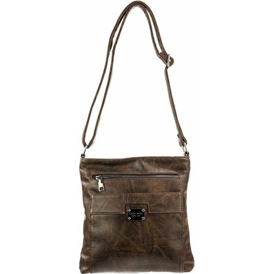 STELLA dámska crossbody koženková kabelka Tmavohnedá