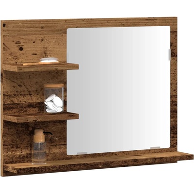 vidaXL Шкаф за баня с огледало, старо дърво, 60x10, 5x45 см (856255)