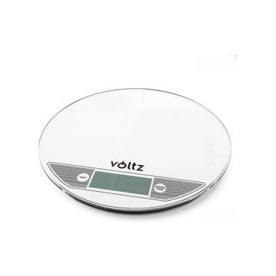 Voltz Кухненска везна Voltz, 5 кг, Стъкло, TARA, Кръгла, Бял, V51651F