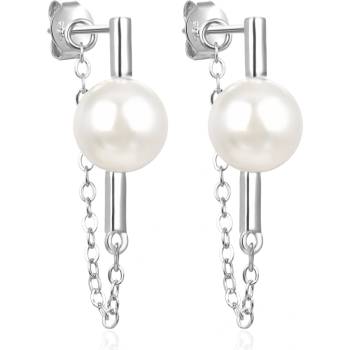 AGATO Stříbrné visací náušnice s perlou AGT-E042P-P