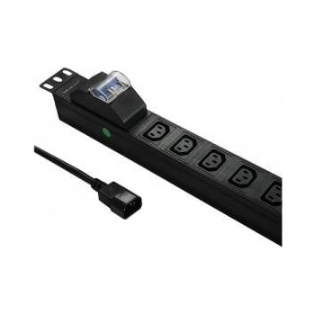 Qoltec PDU Qoltec, За монтаж в Rack, 8 гнезда IEC C13, 1U, 10A, 19", 2 м, Черен