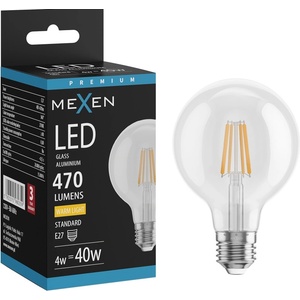 Mexen Vintis LED крушка с нишкова жичка E27, G80, 4W, топла - 2700K, 470 lm, прозрачна (L155-E27-0427-00)