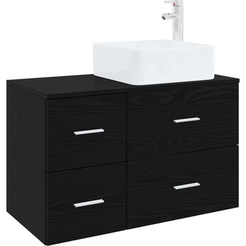 vidaXL Комплект мебели за баня 2 pcs Черен дъб Инженерна дървесина (3403961)