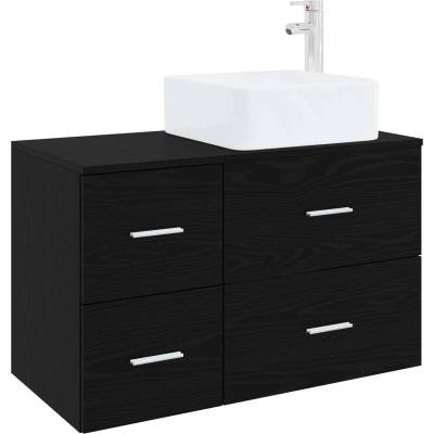 vidaXL Комплект мебели за баня 2 pcs Черен дъб Инженерна дървесина (3403961)