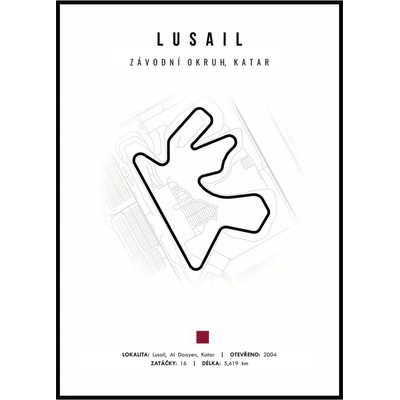 Jen tak z lásky Plakát Závodní okruhy Rozměr plakátu: 40 x 50 cm, Závodní okruh: Lusail, Barevná varianta: Bílá