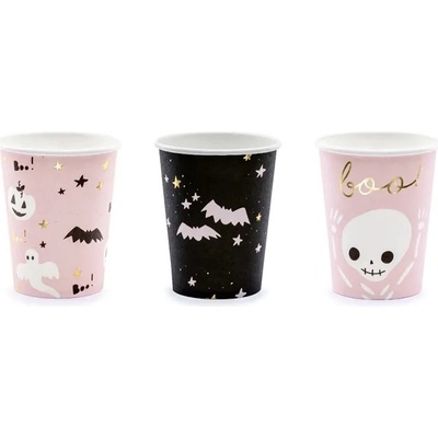 PartyDeco Papierové poháre Halloween Boo ! 220 ml