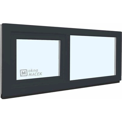 KÖMMERLING Plastové okno - 70 AD, 1500x600 mm, FIX/S, antracit čiré, antracit/bílá