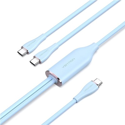 Vention CTMSG USB 2.0 Type-C Male to 2 Type-C Male 5A, 1,5m, modrý