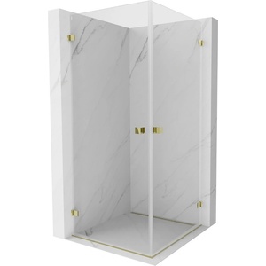 Mexen Lunar-B Duo душ кабина с врати на панти 85 x 85 см, прозрачна, златна - 832-085L-085P-50-00 (832-085L-085P-50-00)