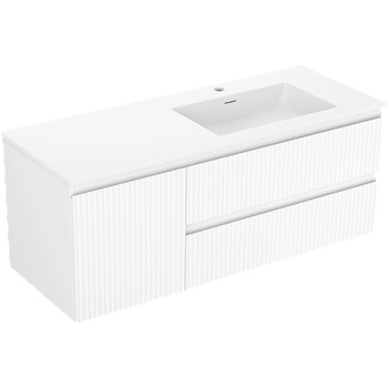 Mexen Rivel шкаф за баня 120 см с мивка Otis дясна, 2S, 1D, рифелована, бяла мат - 91A23-12047-3-BBFFF01-W18P01 (91A23-12047-3-BBFFF01-W18P01)