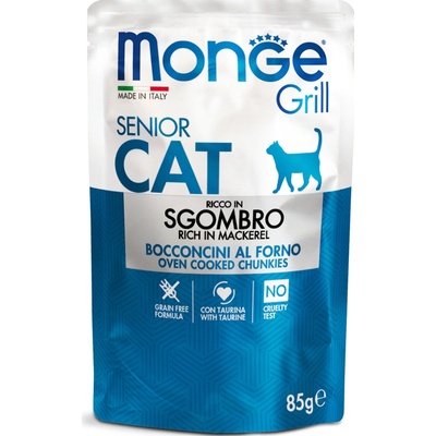 Monge Grill Cat Senior kousky makrely jelly 85 g