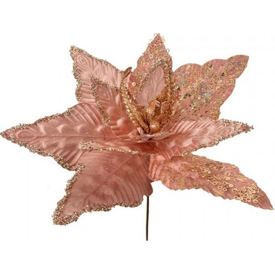 Růžovo-zlatá umělá rostlina pryšec / vánoční hvězda Poinsettia – 44x58 cm