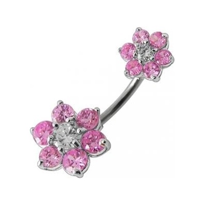 Šperky4U stříbrný piercing do pupíku kytičky BP01109-P