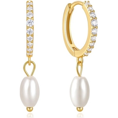 Grace Silver Jewellery stříbrné náušnice s perlou Enya Gold E1452 Bílá