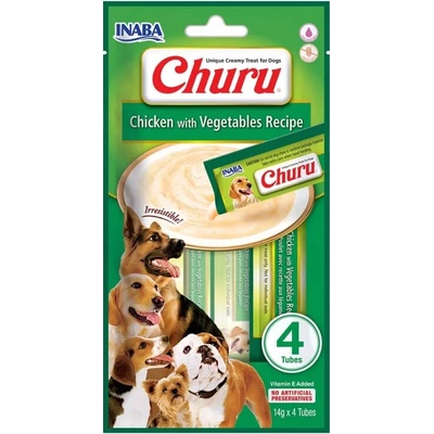 Inaba Dog Churu Pyré Kuracie a zelenina 4 ks 56 g