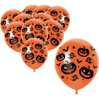 Guirca Oranžové balónky s dýněmi nafukovací balónky na Halloween